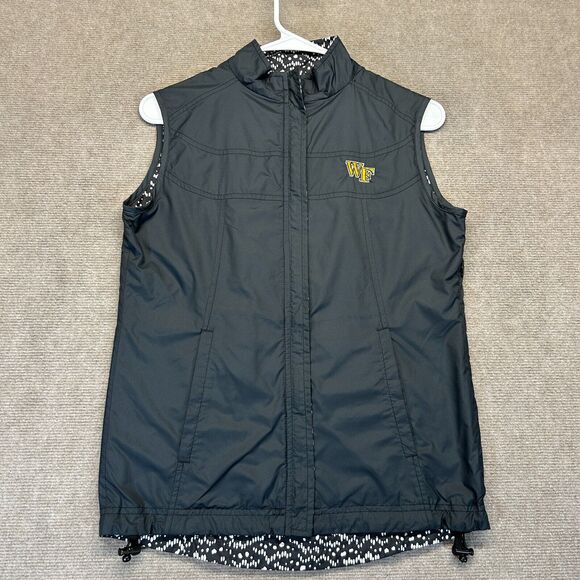Wake Forest Peter Millar Vest Women's XS Black Full Zip E4 Wind Reversible Geo - Picture 1 of 10